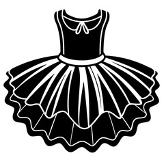 Minimalist Ballet Tutu Vector Silhouette on White Background