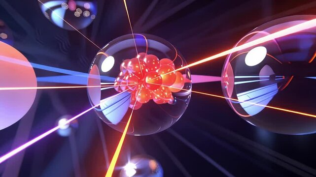 An animation showing a muon decaying into an electron highlighting the equal stability and behavior of leptons regardless of their type.