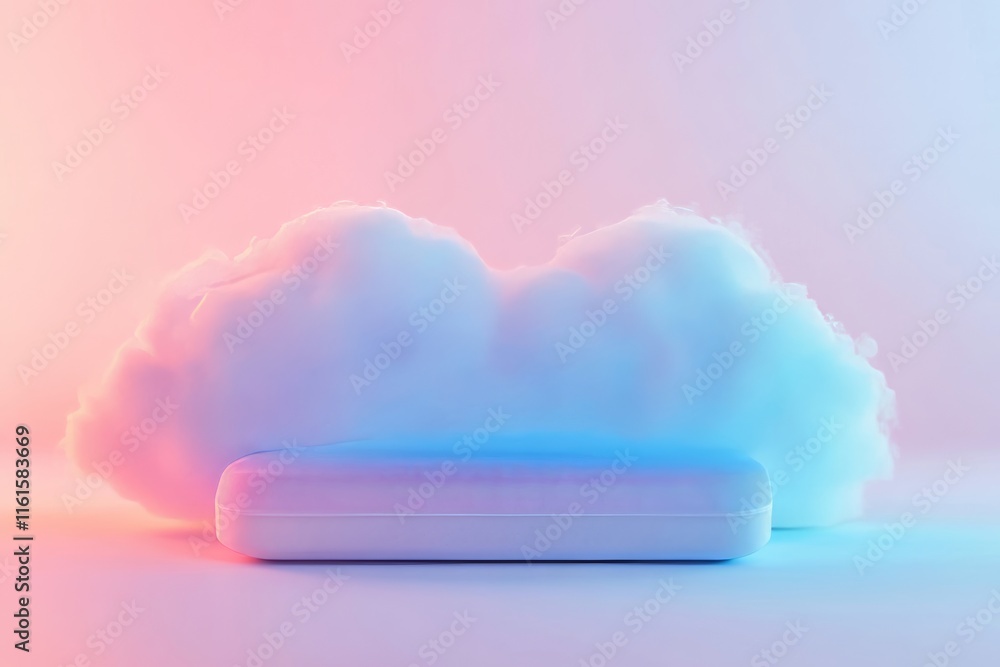 Poster A futuristic digital infrastructure concept featuring a modern data center with advanced server technology and cloud connectivity, illuminated by vibrant colors