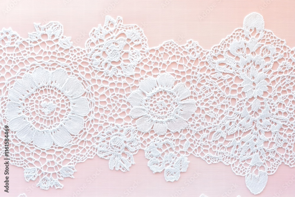 Poster lace inspired seamless pattern with intricate floral designs on a soft pink background. generative a
