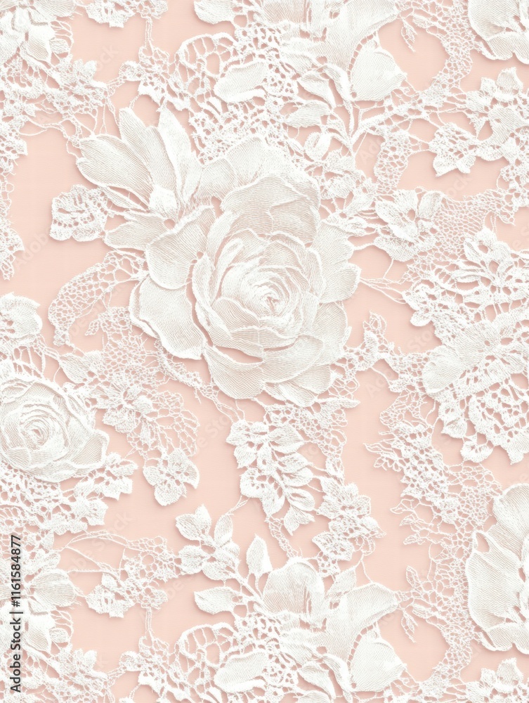Poster intricate lace inspired seamless pattern with floral details on a soft pastel background. generative