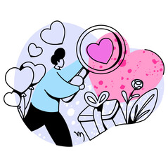 Hearts and Enlargement Glass with Nature Elements
A timeless design of a heart pierced by an Enlargement Glass, surrounded by elegant floral patterns. Ideal for Romantic Product Packaging, Valentine C