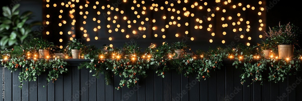 Poster a festive display with string lights and greenery for a cozy atmosphere.
