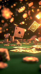 Poker players in a casino, betting and seeking luck at the gaming table.