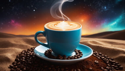 cup of coffee with beans