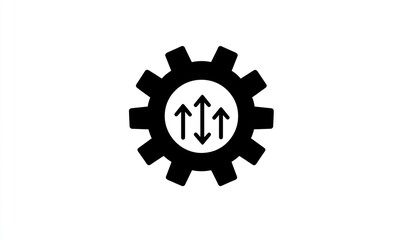 Obraz premium Gear with three upward arrows, symbolizing growth, process improvement, and upward mobility.