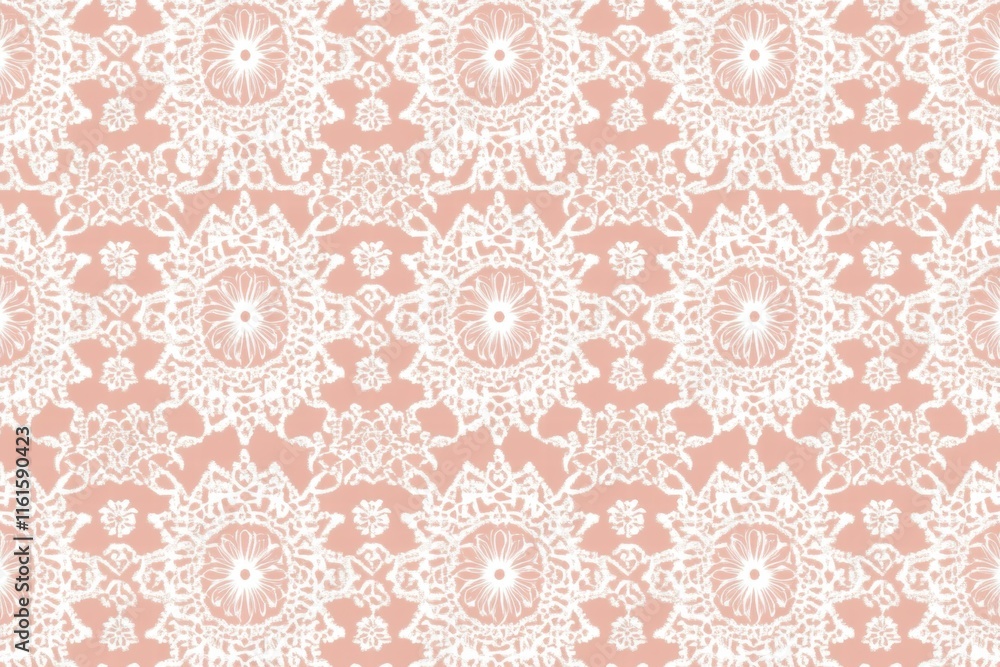 Aufkleber elegant lace inspired seamless pattern in soft pink and white with floral motifs and intricate detai