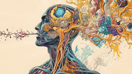 Obraz premium Intricate anatomy: a surreal exploration of the human body. Vesperal. Illustration