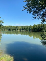 beautiful landscape with small lake in south germany
