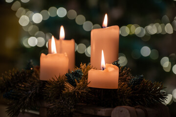 Four Christmas candles symbol of Advent Sundays