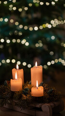 Four Christmas candles symbol of Advent Sundays