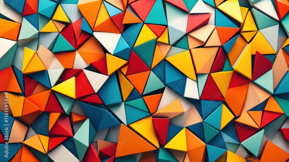 Wall mural Mosaic inspired pattern of colorful triangles creating an abstract design. Generative AI