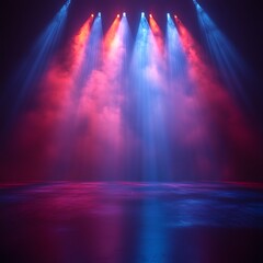 Obraz premium Blue Effects Stage Red Lighting Scene. High resolution&nbsp;hd&nbsp;background