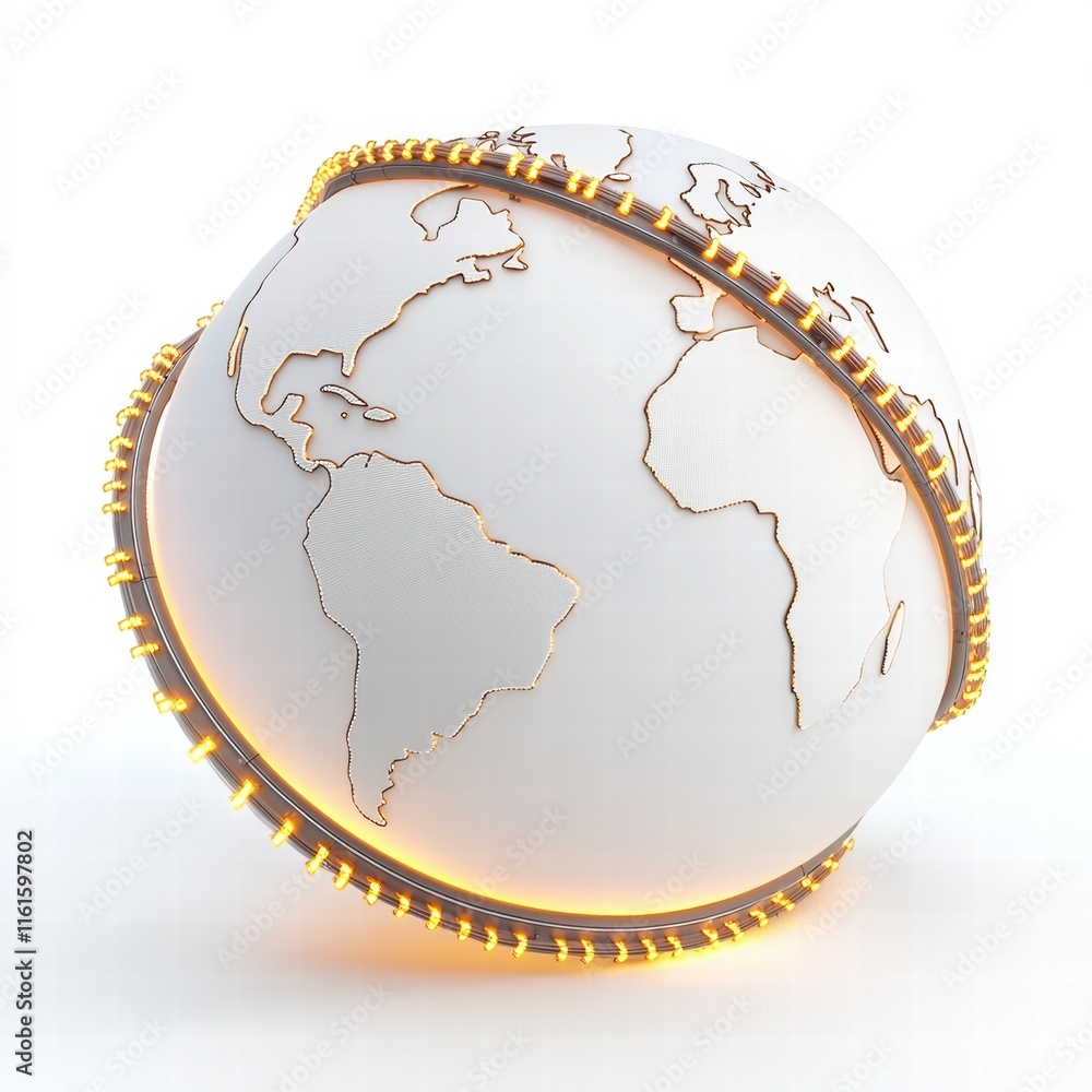 Poster abstract globe with illuminated continents, modern design for travel and technology use