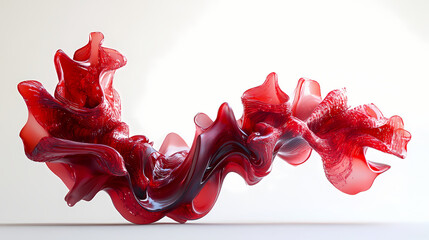 Crimson cascade: a 3d rendered sculpture on white canvas ai generated. Vesperal. Illustration