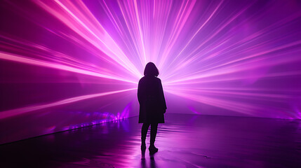 Silhouette in a Purple Laser Light Show