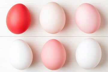 Fototapeta premium Unique red egg amidst pastel shades on white background for easter and minimalism concept