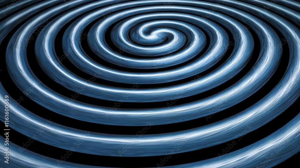 Poster abstract blue spiral pattern with dynamic waves and symmetrical circular design