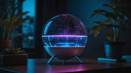 Home Assistant Displays Glowing Orb with Futuristic Controls