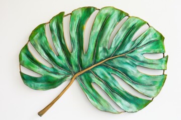 Artistic Monstera Leaf Wall Decor Green Gold