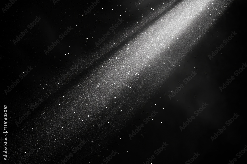 Fototapete Narrow beam of light piercing through profound darkness with scattered particles illuminating the void. Generative AI