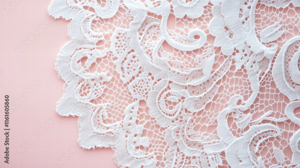 Poster delicate lace inspired seamless pattern on a soft pink background offering a timeless aesthetic for 