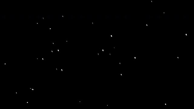 Video of snowflakes isolated on a black artificial background. Alpha channel available in 3840 x 2160 px. Use transparency mode, screen or blend mode.