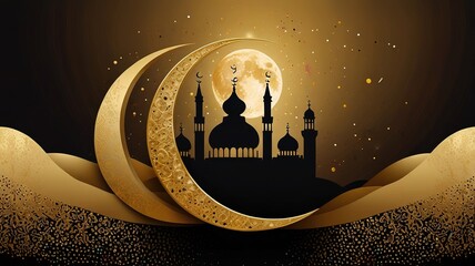 Ramadan Kareem. moon and abstract luxury islamic elements background
