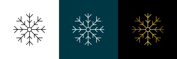 Symmetrical circular graphic for logotype, snowflake. Vector circular pattern. Color black, white, gold. Isolated design element for themes abstract geometrical modern decoration round logo template.