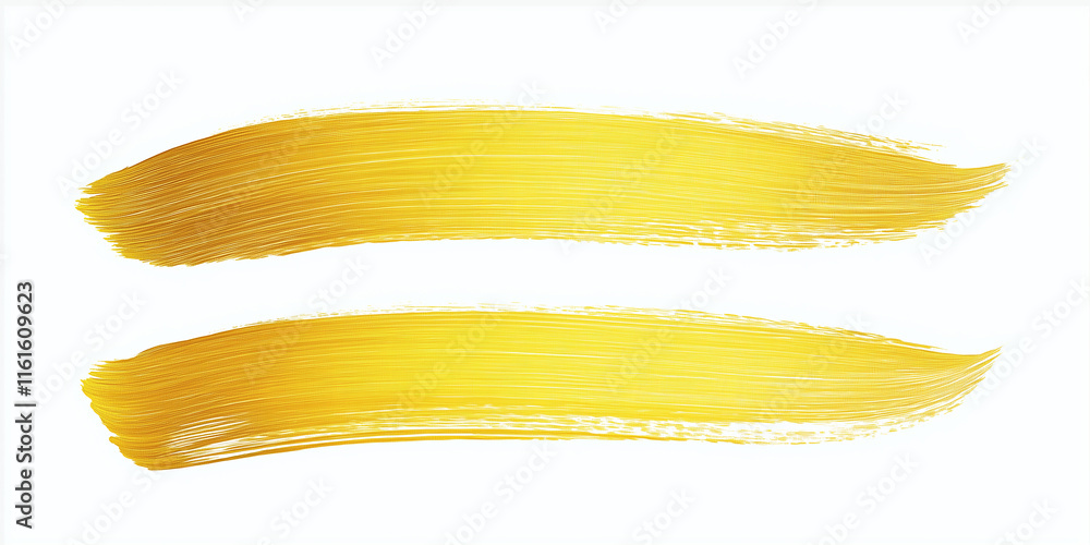 Aufkleber two gold brushstrokes creating vibrant abstract design on white background