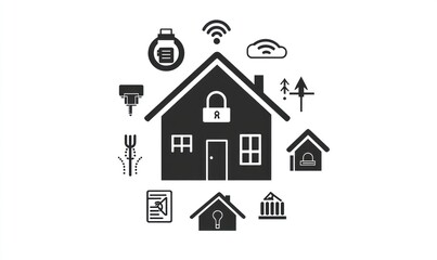 Fototapeta premium Smart home security and automation system icon.