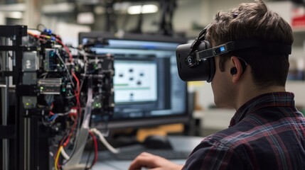 AI researcher deeply immersed in a project, emphasizing technical expertise.