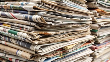 A pile of newspapers ready for recycling, newspapers, stack, paper, recycling, waste, journalism, media, information