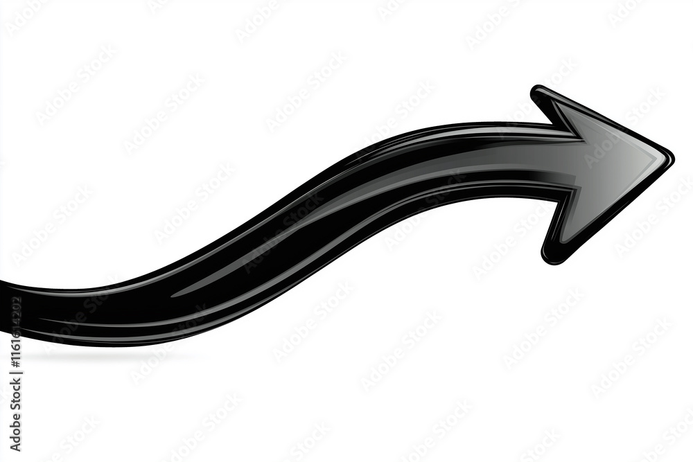 Poster Black 3d shiny arrow pointing up and right