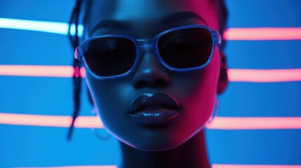 Clean blue neon stripe visuals with a digital and modern aesthetic.