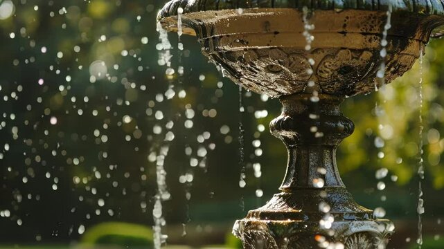 A delicate balance between the force of gravity and the spray of particles in this charming fountain metaphor.