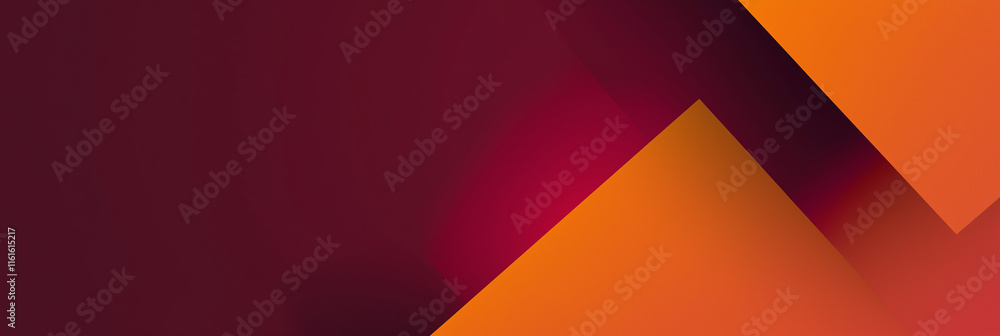 Poster Orange triangles emerging from a gradient background creating abstract composition