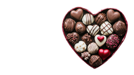 Heart-shaped chocolate bonbons, transparent background