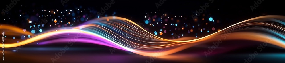 Aufkleber abstract light trails flowing with bokeh effect on black background