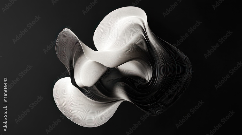 Poster fluid gradient motion featuring circular loops, highlighting digital elegance.