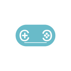illustration of game controller icon with blue base color on white background. Brand logo idea that moves in the world of games or children's games with the initials CC