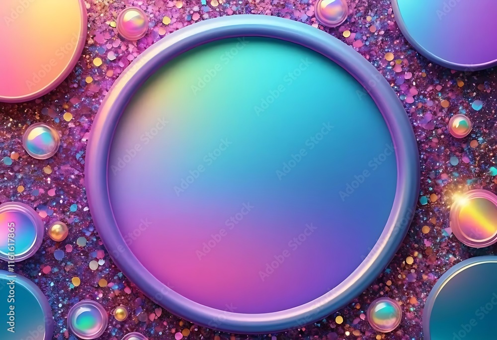 Poster abstract colorful gradient circle design with glitter background