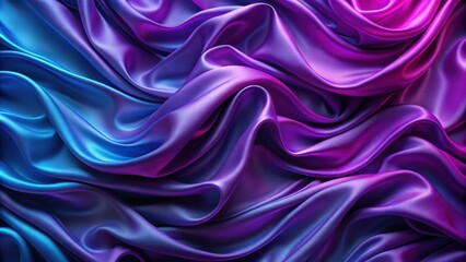 Fototapeta premium Flowing purple and blue fabric background, textile, abstract, smooth, elegant, luxury, vibrant, colorful, texture