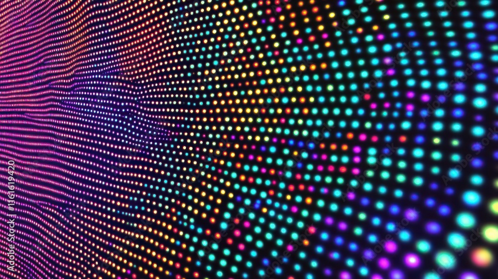 Poster abstract colorful led light dots pattern.