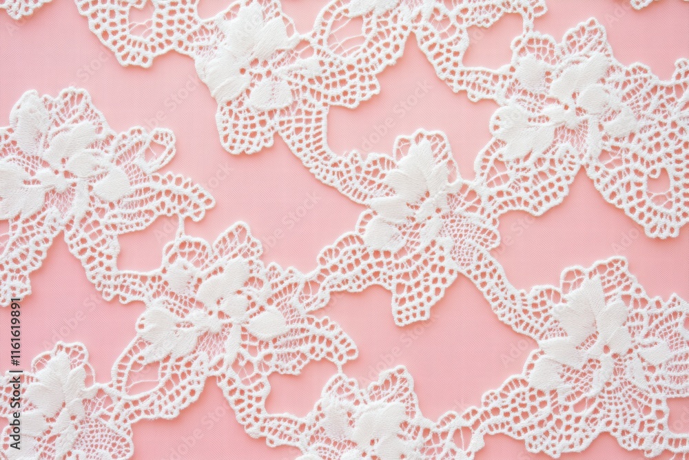 Poster Lace inspired seamless pattern with floral motifs on a soft pink background. Generative AI