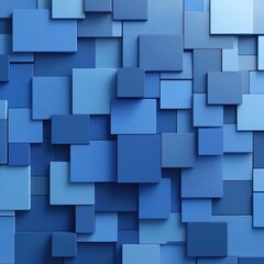 An abstract arrangement of varying blue squares, creating a visually captivating texture and depth.