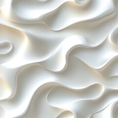 Obraz premium Abstract white wave texture with smooth curves and soft shadows, creating a serene and modern aesthetic.