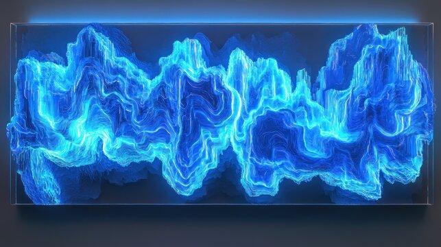 Modern neon art with electric blue patterns in digital form.