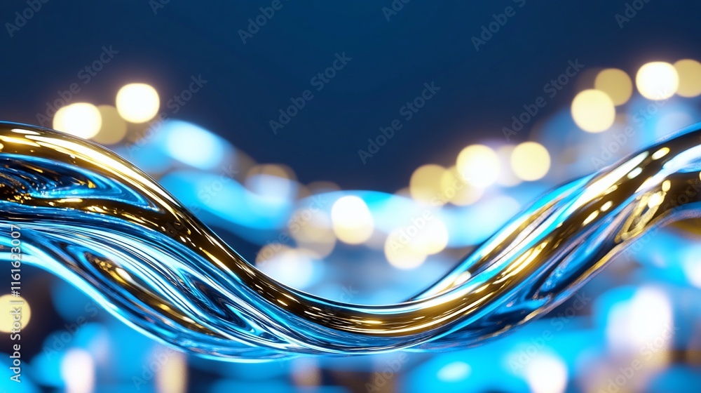 Poster abstract representation of fluid dynamics with glowing bokeh effects.