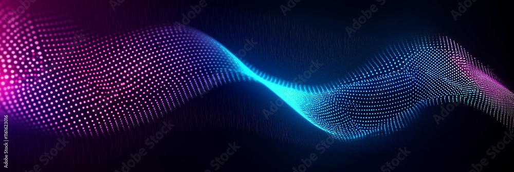 Aufkleber abstract wave of dots flowing in cyberspace